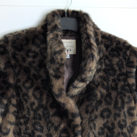 Velvet for Garnet Hill Leopard Print Mob Wife Faux Fur Fully Lined Coat S - Picture 2 of 13